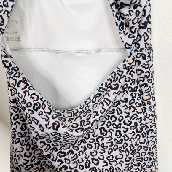 Varley Cheetah Print Keyhole Open Back Racerback Tank Top Mesh Piecing XSmall XS - Picture 9 of 10